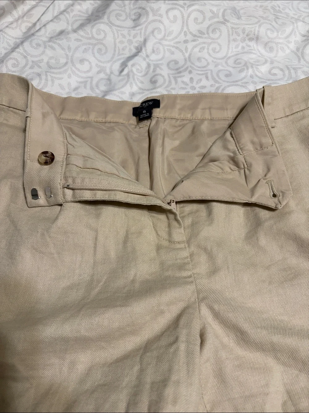 NWOT J. Crew Linen Blend Pleated Khaki High Rise Tailored Shorts Size 8